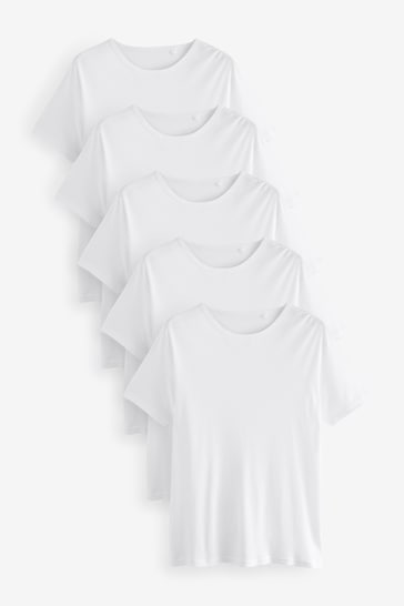 White Rib Slim T-Shirts 5 Pack