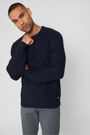 Threadbare Blue Waffle Knit Crew Neck Jumper - Image 1 of 5