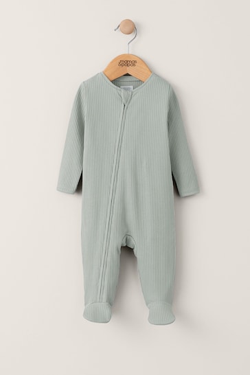 Mamas & Papas Green Organic baby zip Sleepsuit