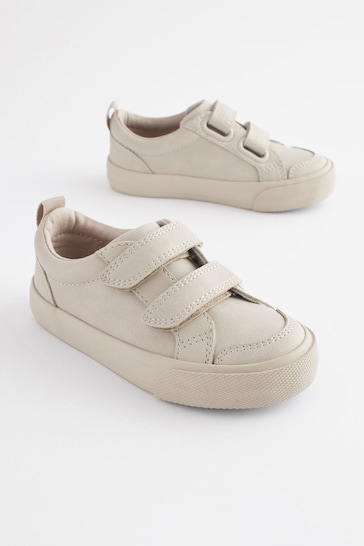 Stone Cream Wide Fit (G) Two Strap Touch Fastening Shoes