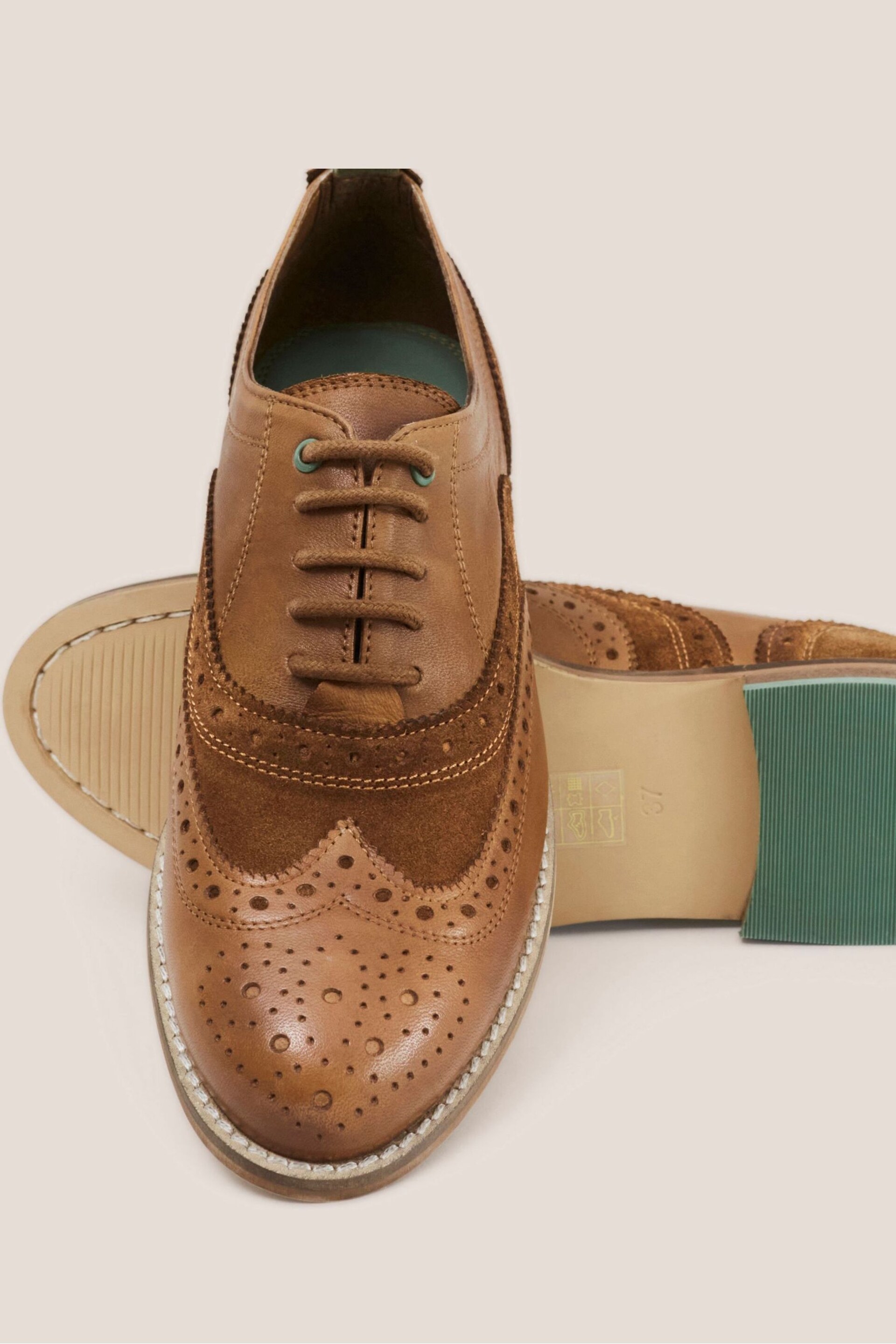White Stuff Brown Thistle Leather Lace-Up Brogues - Image 4 of 4