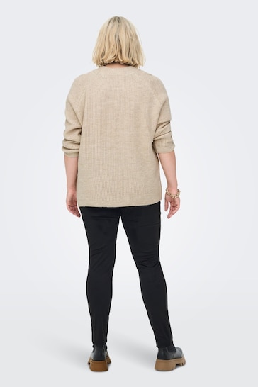 ONLY Curve Cream Round Neck Soft Touch Kinitted Jumper