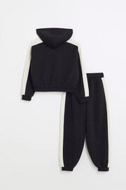 River Island Black Girls Taped Hoodie and Joggers Set - Image 2 of 4