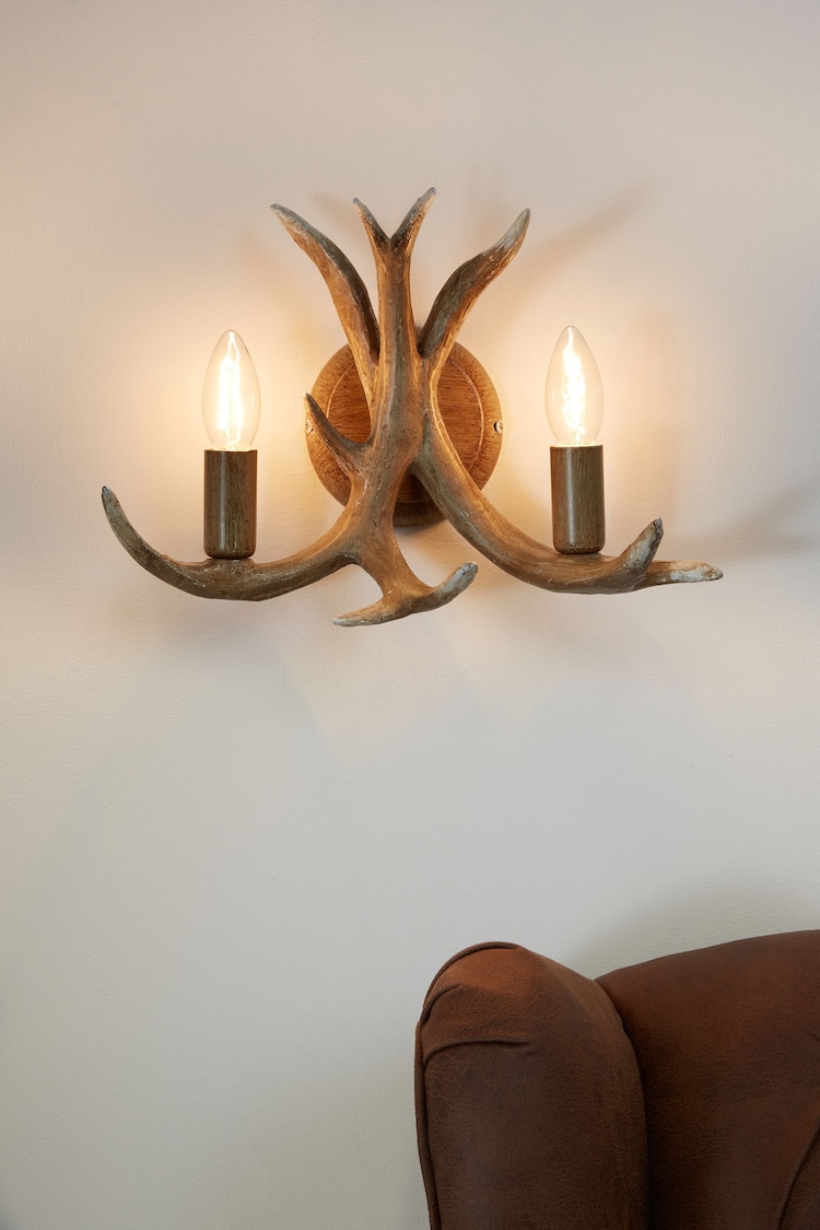 Natural Antler 2 Light Wall Light - Image 1 of 6