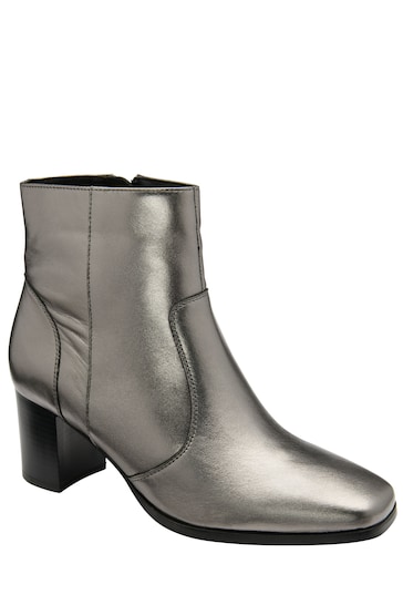 Ravel Grey Leather Zip-Up Ankle Boots