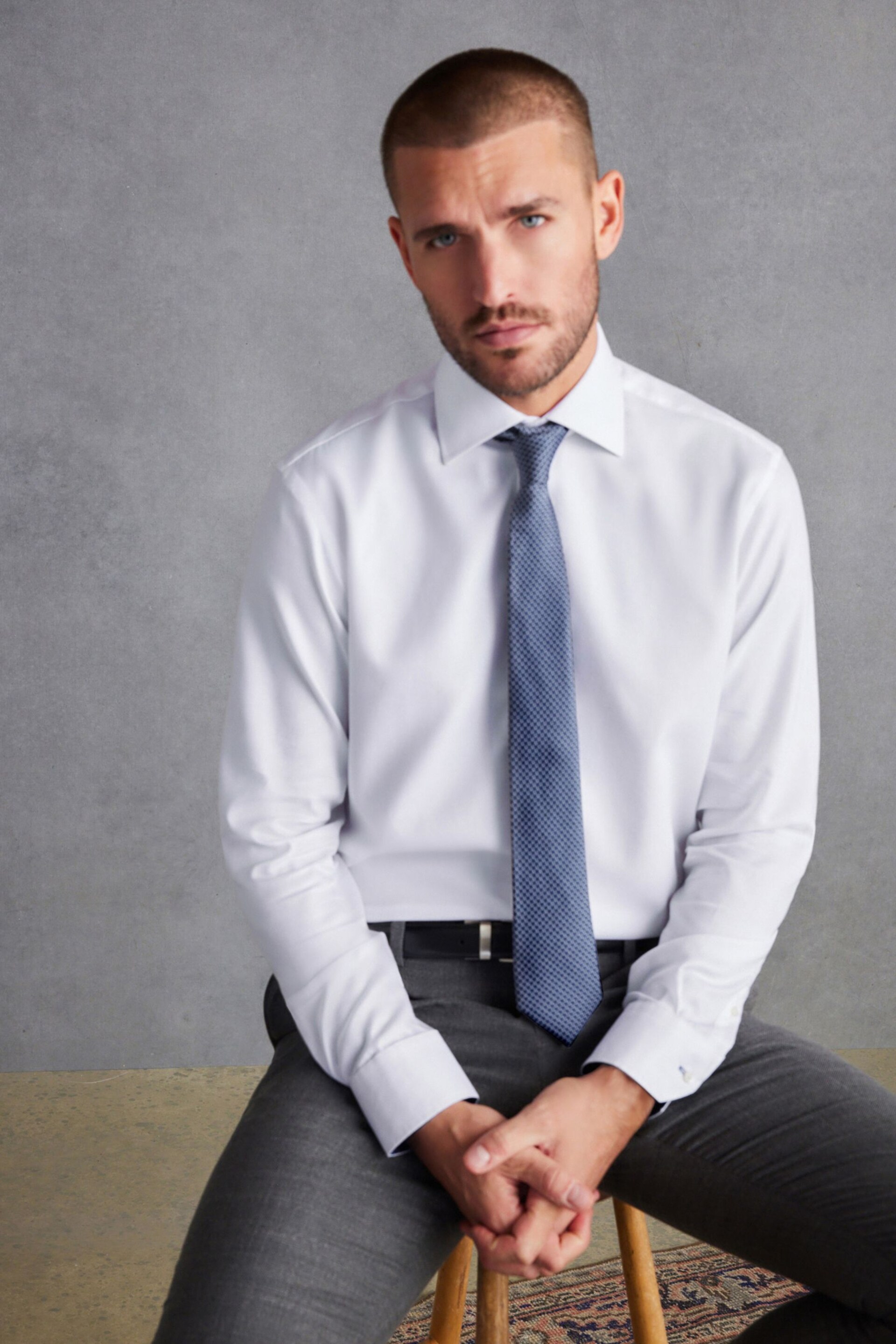 White Slim Fit Single Cuff Signature Shirt And Tie Pack - Image 1 of 9