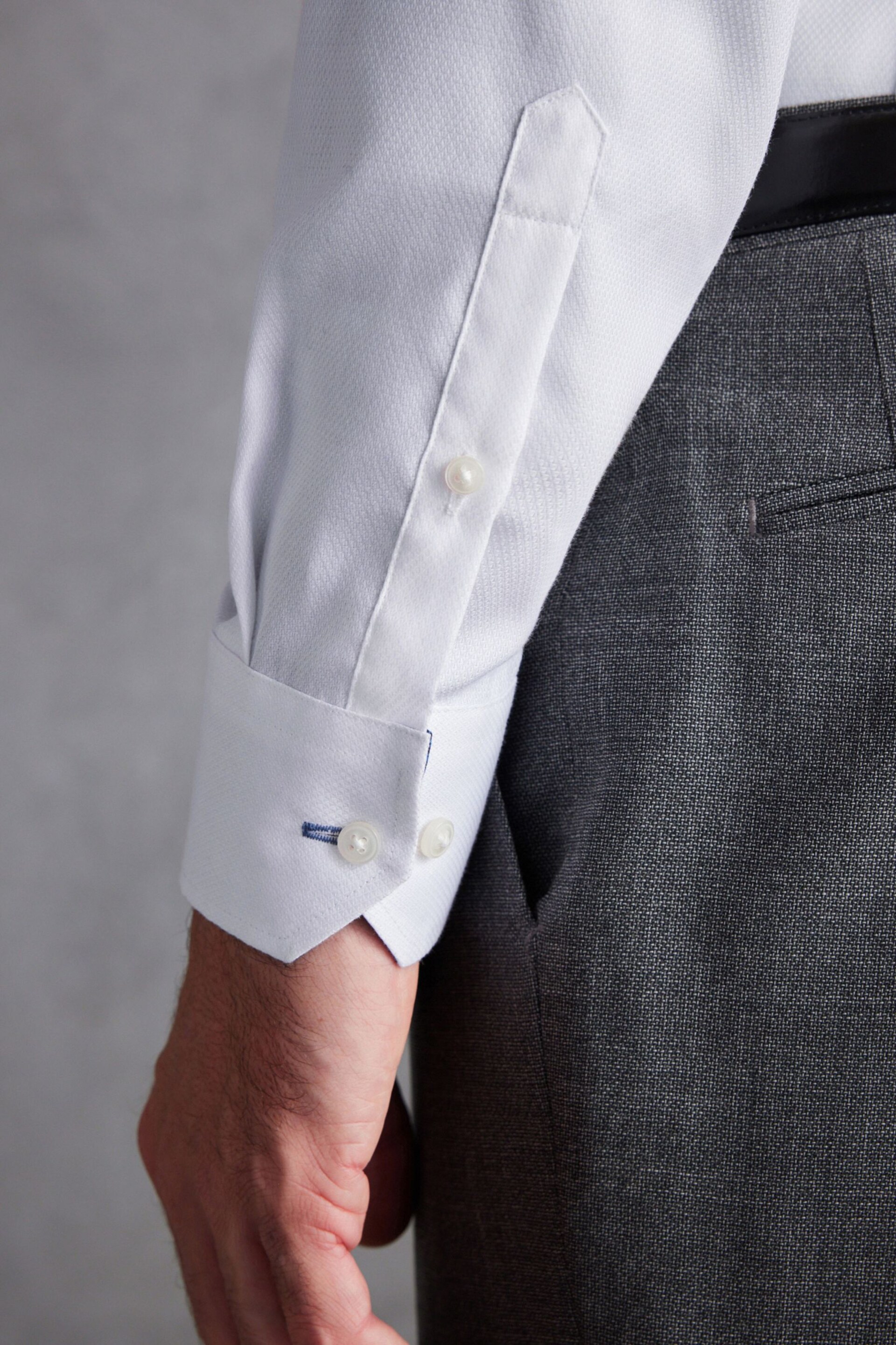 White Slim Fit Single Cuff Signature Shirt And Tie Pack - Image 5 of 9