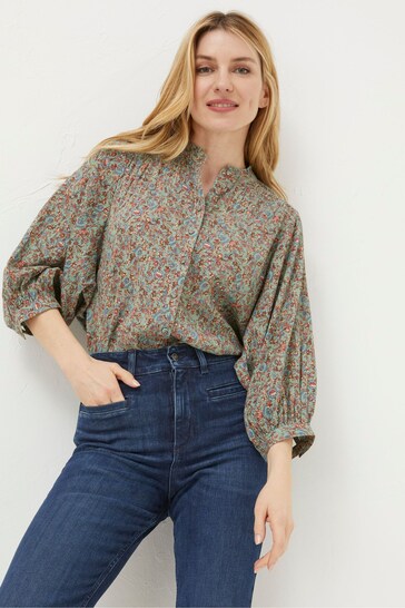 FatFace Green Evelyn Craft Floral Blouse