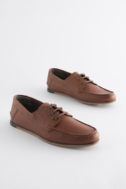 Tan Brown Formal Leather Boat Shoes - Image 2 of 7