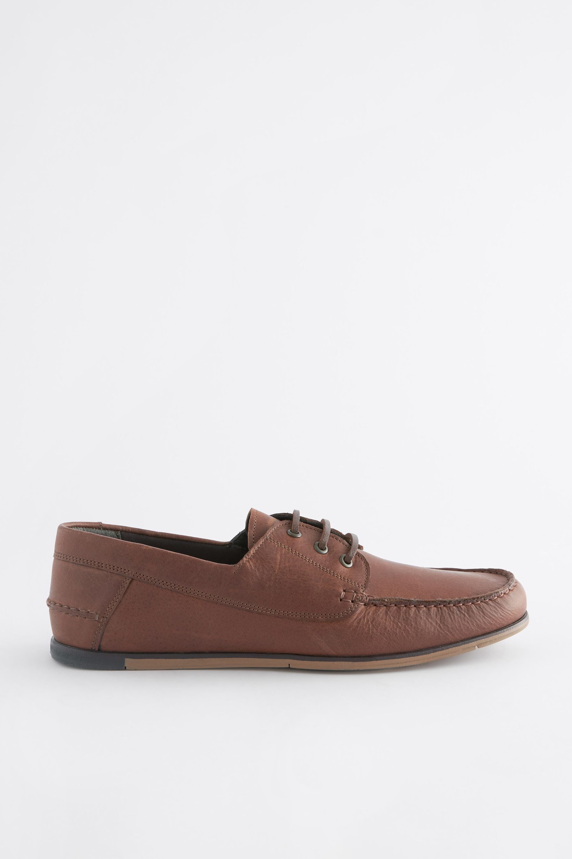 Tan Brown Formal Leather Boat Shoes - Image 3 of 7
