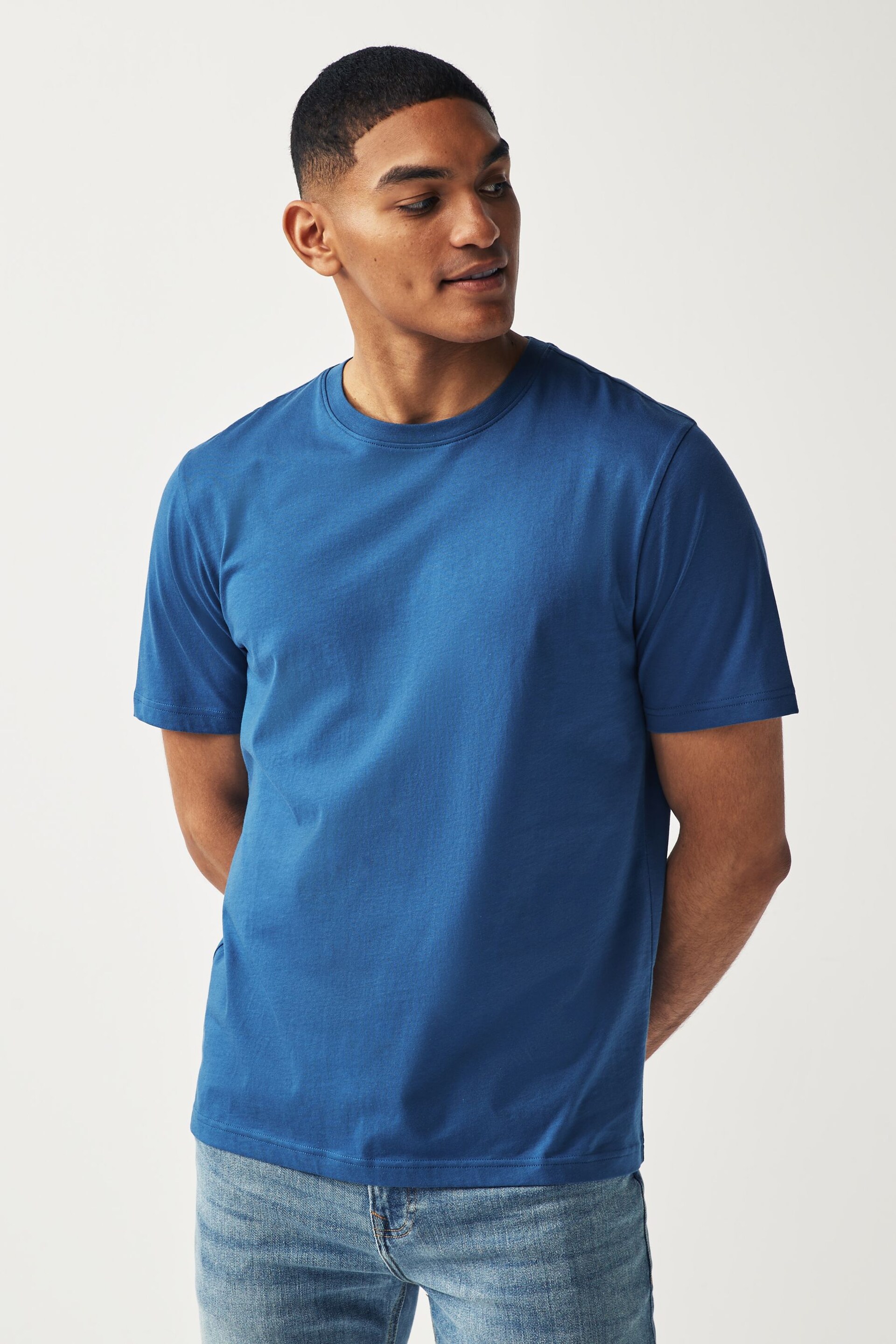 Blue Bright Regular Fit Essential Crew Neck T-Shirt - Image 4 of 7