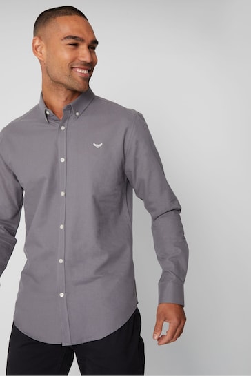 Threadbare Light Grey Oxford Cotton Long Sleeve Shirt