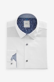White Regular Fit Trimmed Easy Care Single Cuff Shirt - Image 2 of 4
