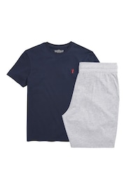 Navy Blue/Grey Jersey Pyjama Shorts Set - Image 7 of 12