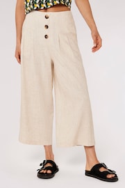 Apricot Cream 3 Button Linen Mix Culottes - Image 1 of 4