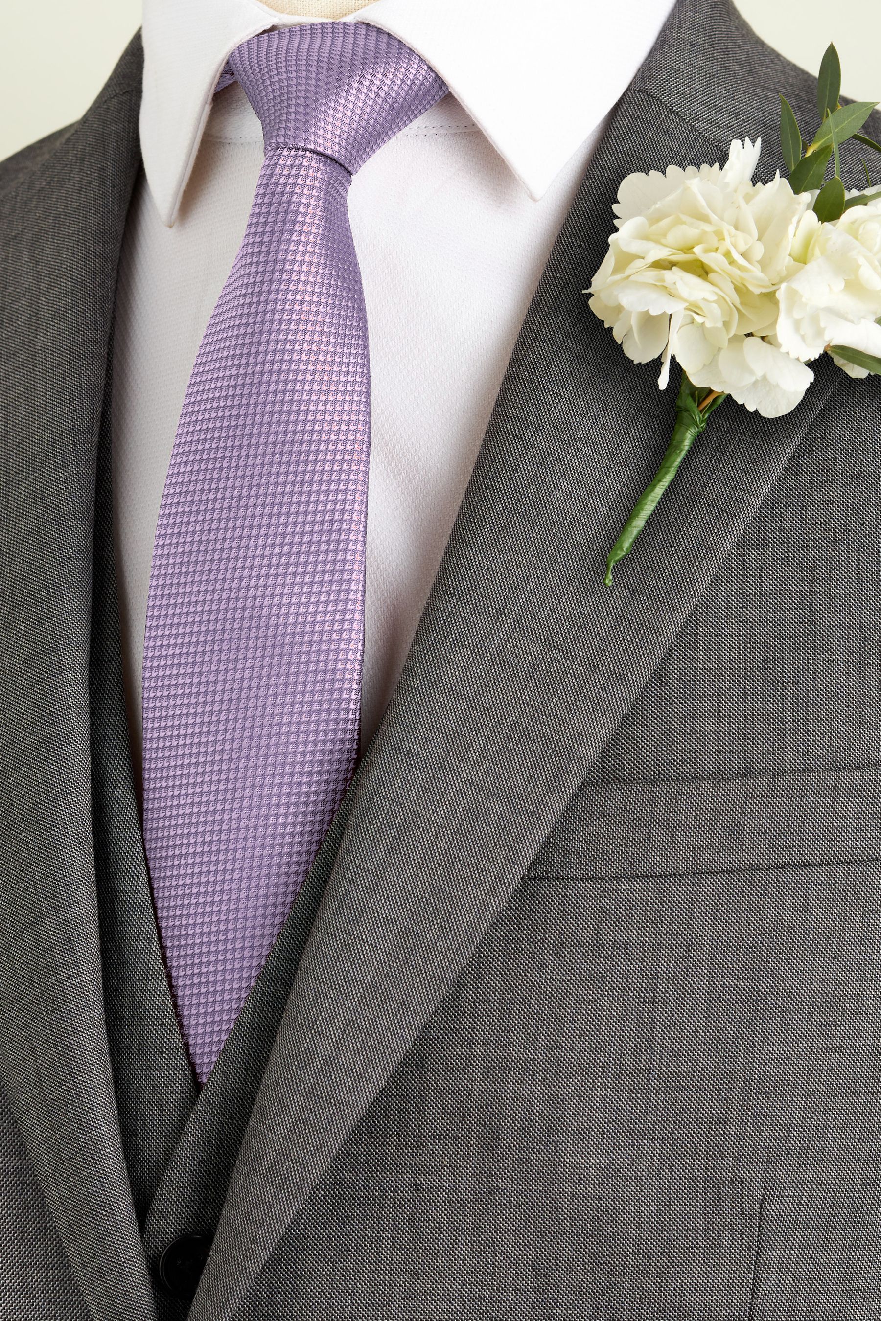 Buy Lilac Purple Slim Textured Silk Wedding Tie from the Next UK