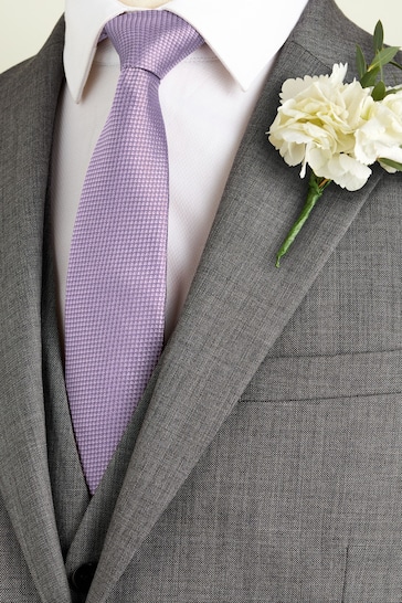 Lilac Purple Slim Textured Silk Tie