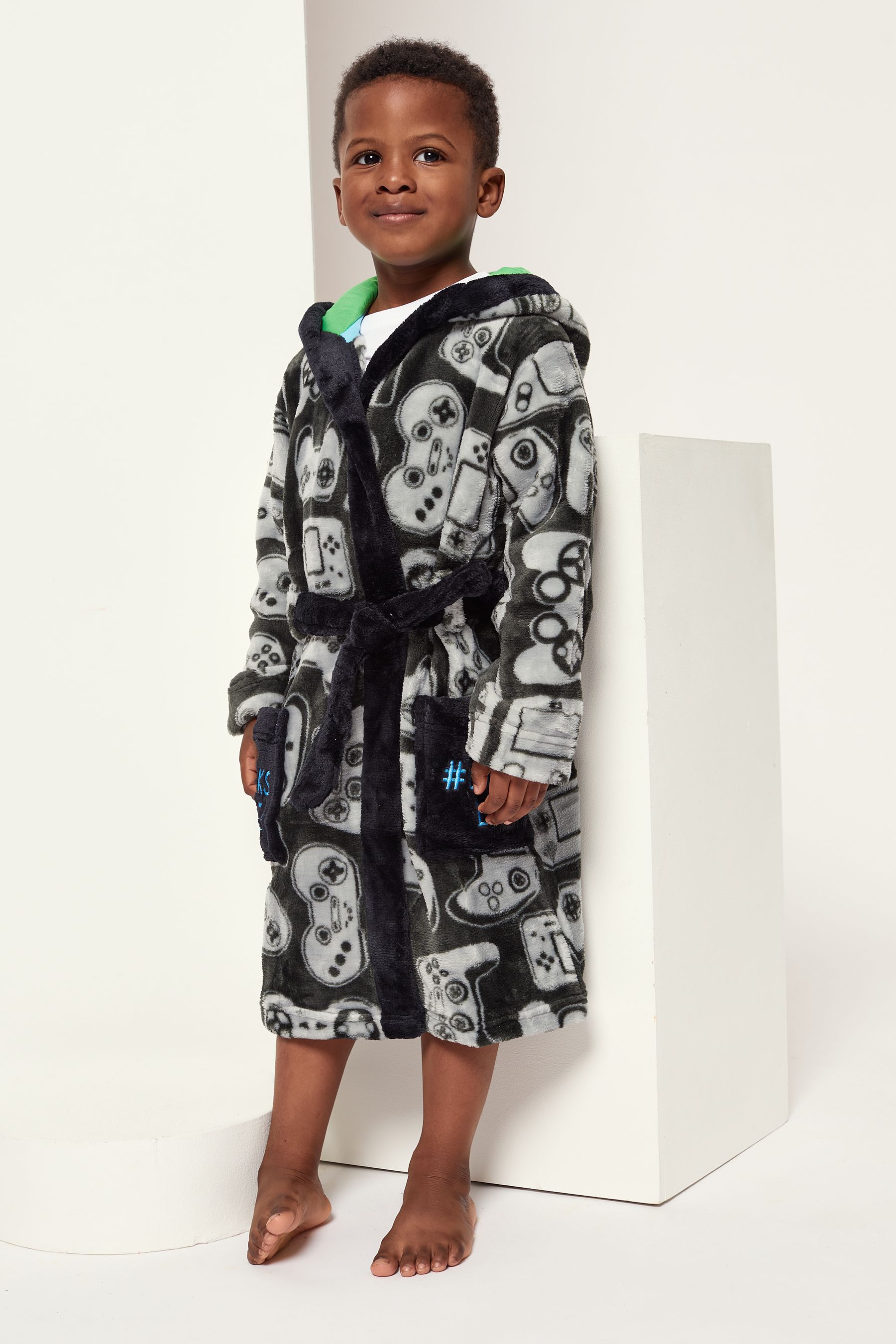 Buy Harry Bear Black Football Dressing Gown from Next Luxembourg