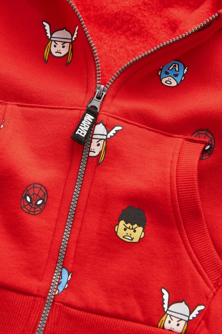 Red Marvel Avengers All Over Print Zip Through 100% Cotton Top (9mths-8yrs) - Image 8 of 8