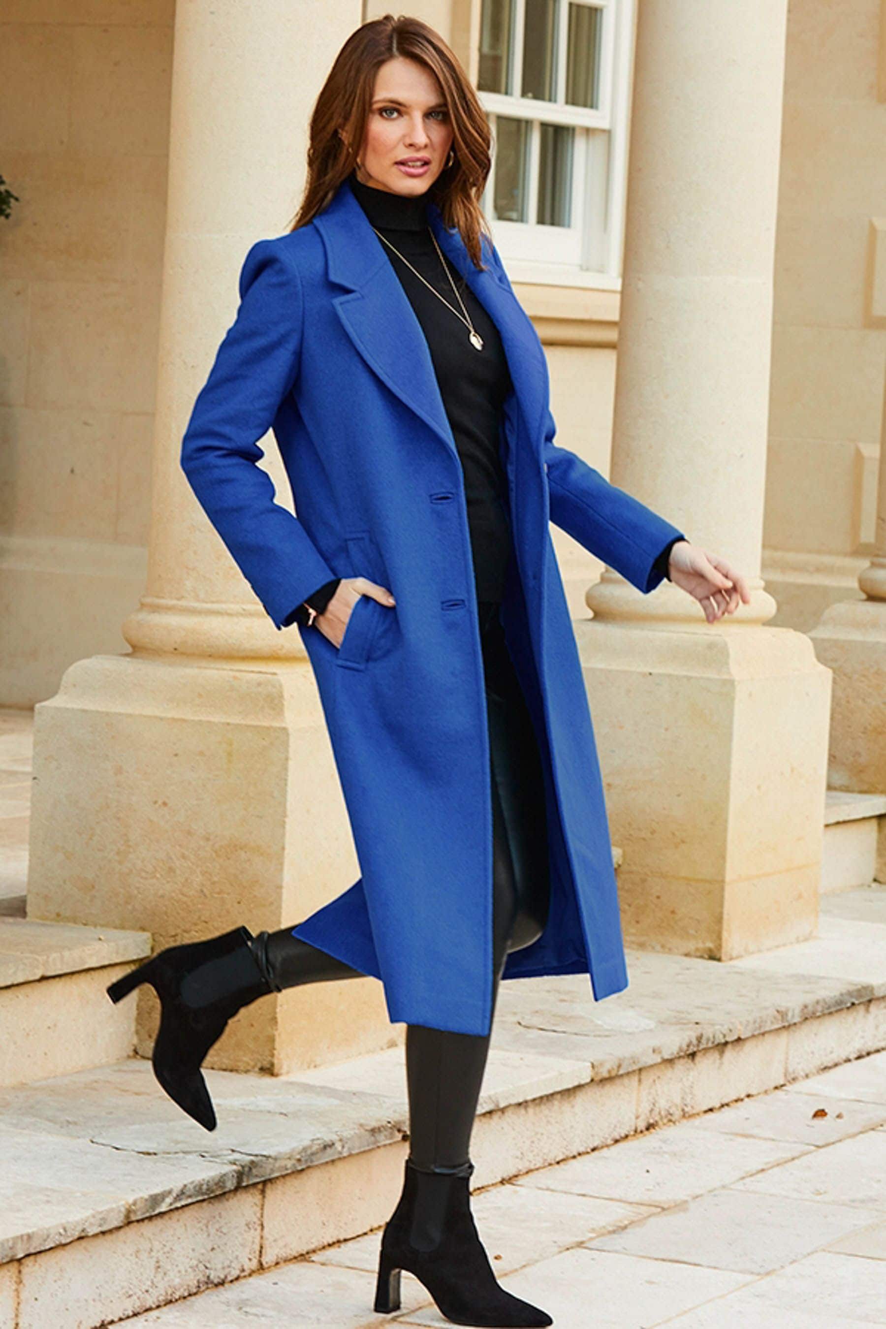 Buy Sosandar Blue Longline Coat from Next United Arab Emirates