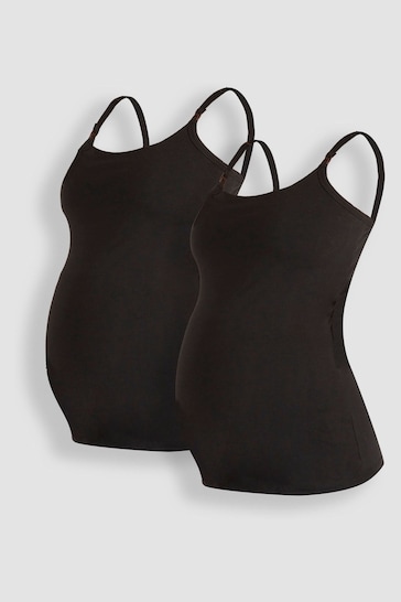 JoJo Maman Bébé Black & Black 2-Pack Maternity & Nursing Vest Tops
