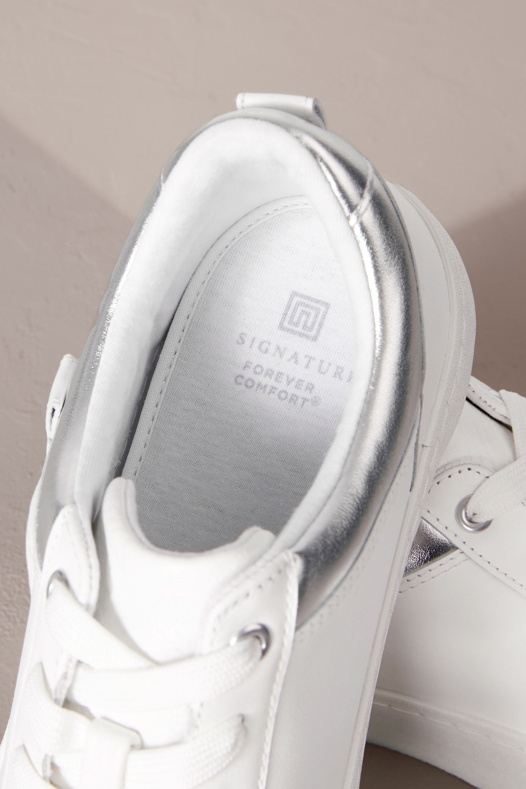 Next white leather trainers sales