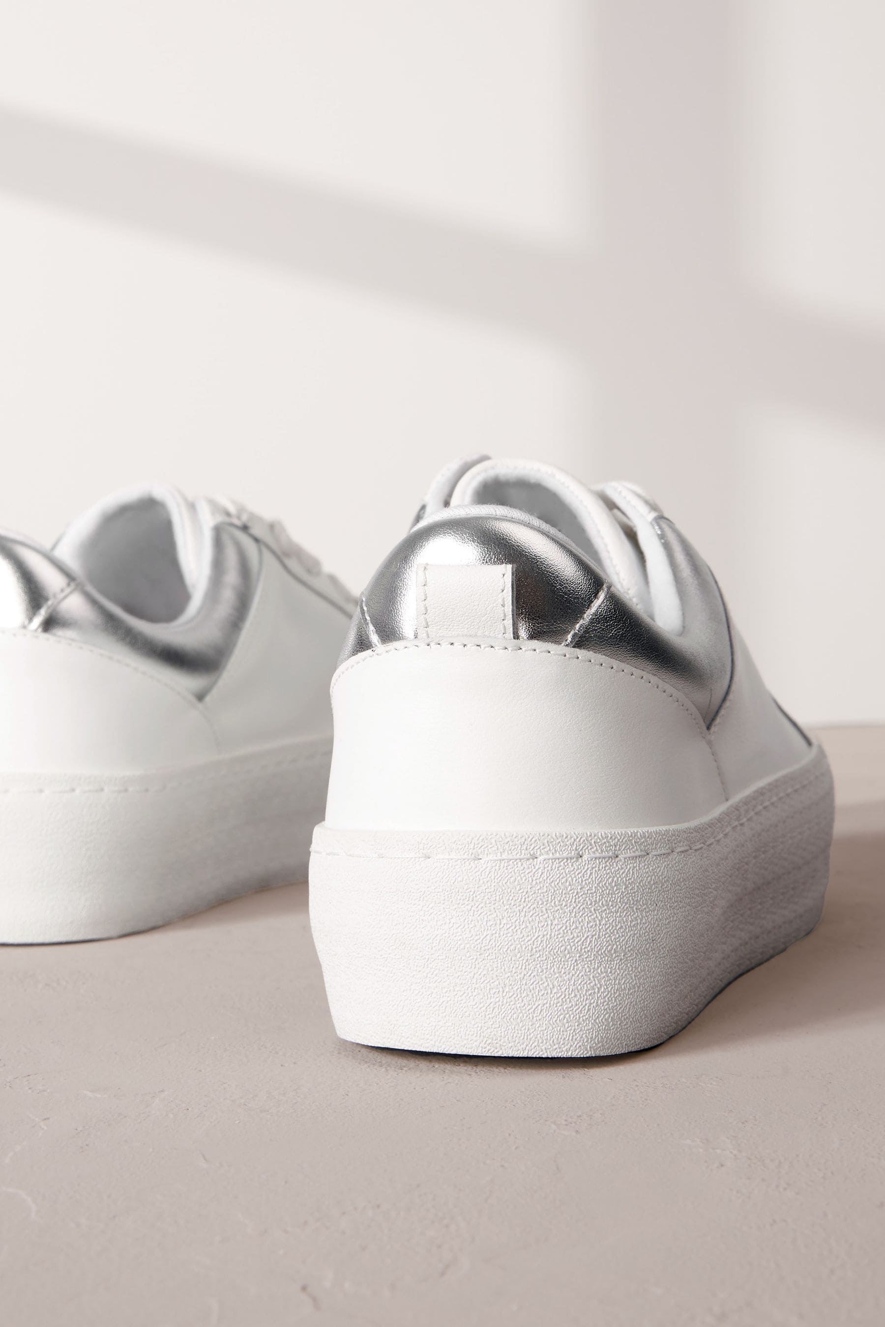 Next white leather trainers online
