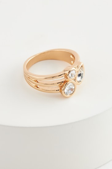 Gold Tone Sparkle Cluster Ring