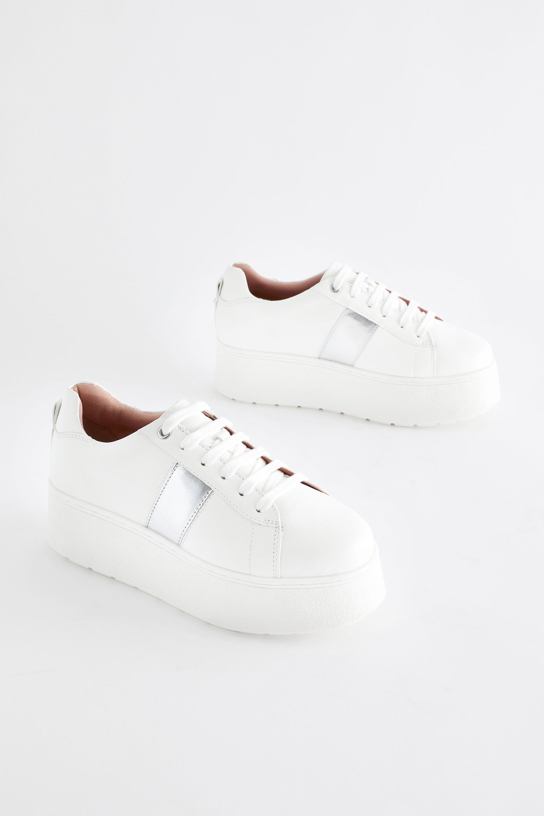 White chunky lace up trainers deals
