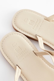 Bone White Extra Wide Fit Forever Comfort® Bow Detail Leather Flip Flops - Image 8 of 8