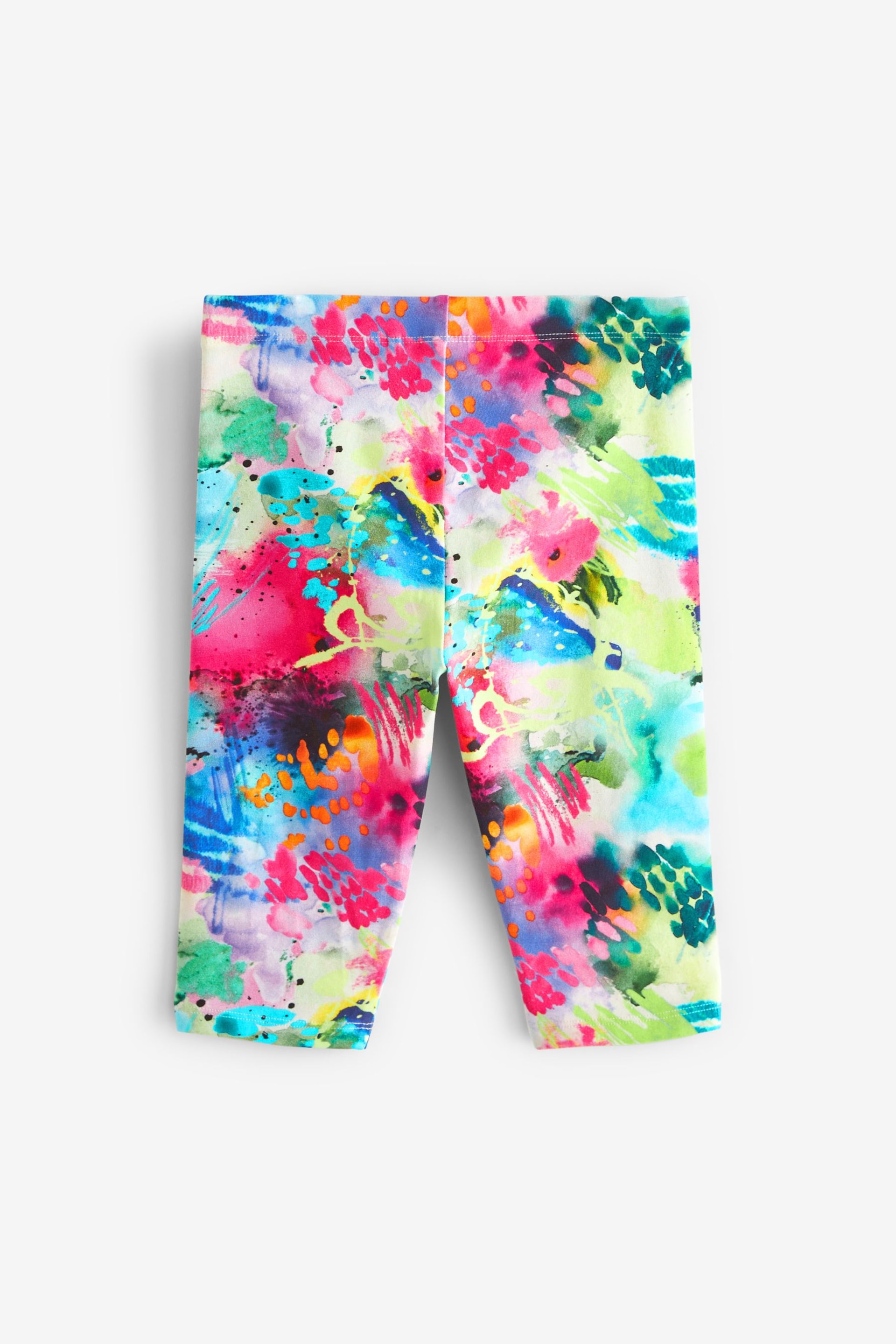 Black/ Pink/ Blue Floral Splat Print Cropped Leggings (3-16yrs) - Image 6 of 7