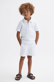 Reiss White Creed Junior Textured Half-Zip Polo Shirt - Image 3 of 6