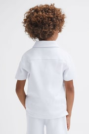 Reiss White Creed Junior Textured Half-Zip Polo Shirt - Image 5 of 6