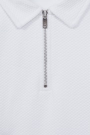 Reiss White Creed Junior Textured Half-Zip Polo Shirt - Image 6 of 6