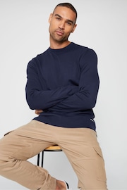 Threadbare Blue Crew Neck Knitted Jumper - Image 1 of 4