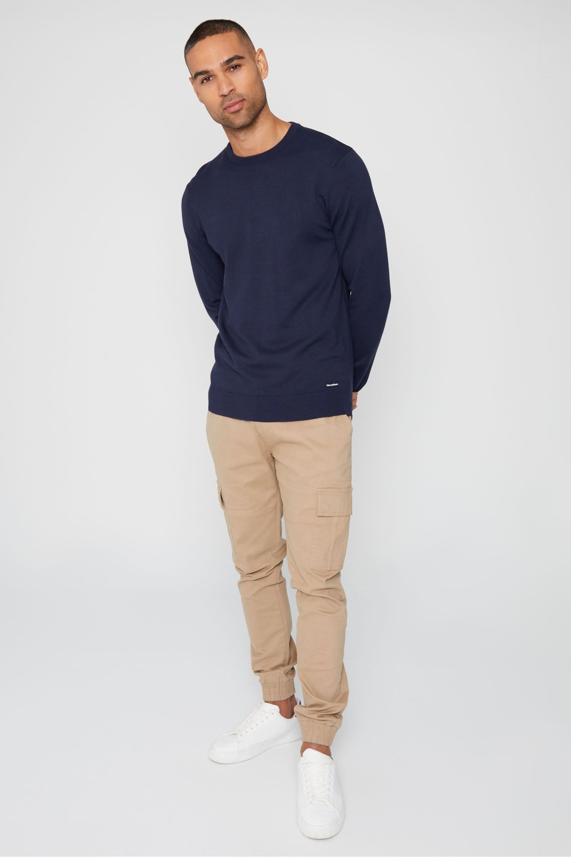 Threadbare Blue Crew Neck Knitted Jumper - Image 3 of 4