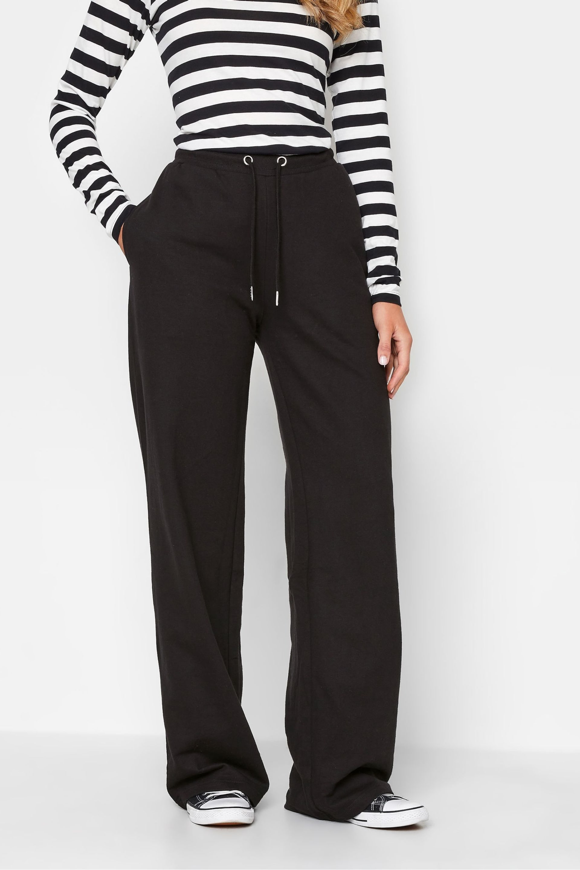 Long Tall Sally Black Dark Wide Leg Joggers - Image 1 of 3