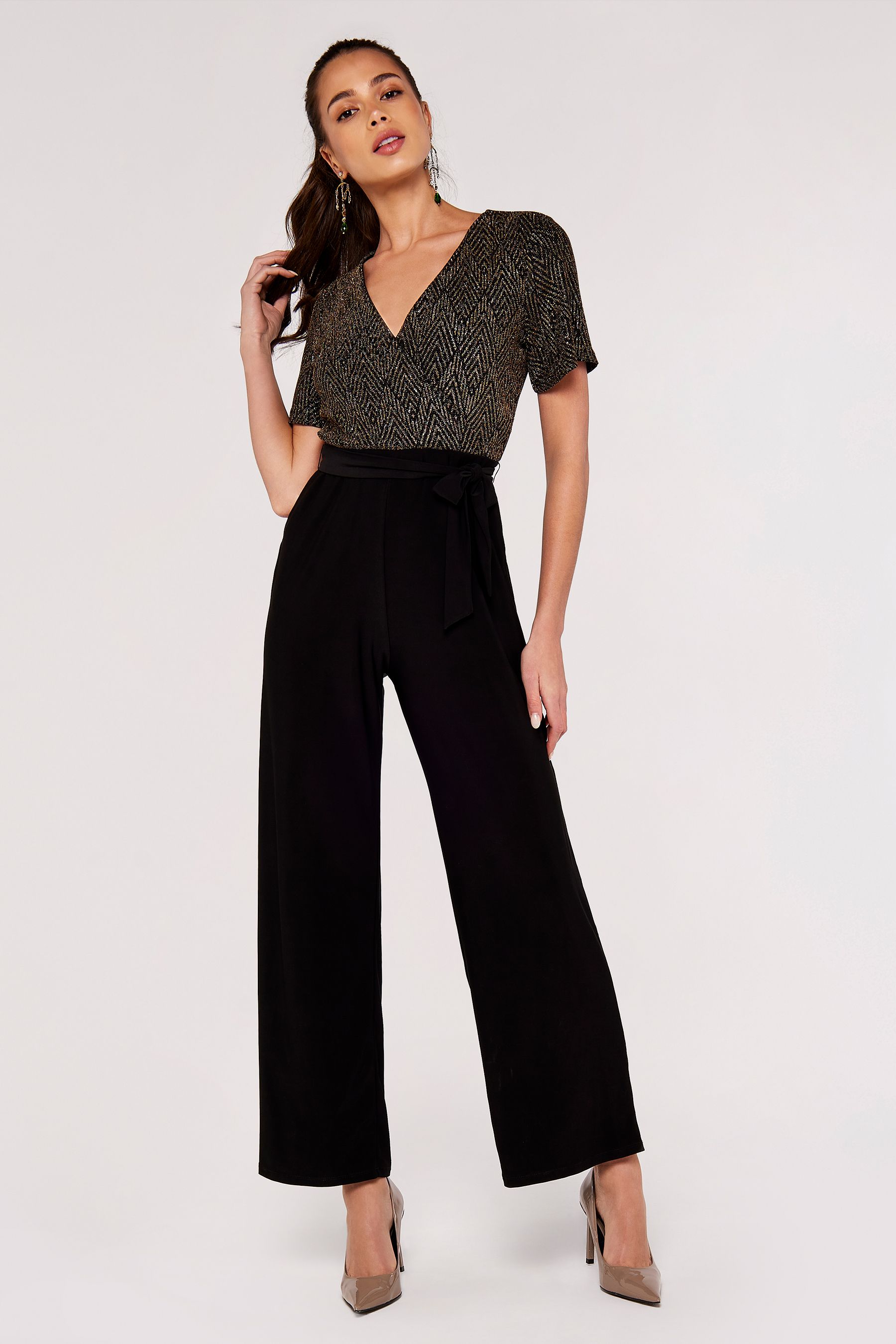 Jumpsuit black hot sale and gold