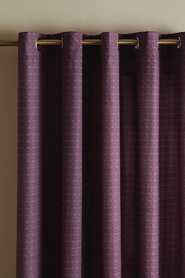 Catherine Lansfield Purple Textured Thermal Lined Eyelet Curtains