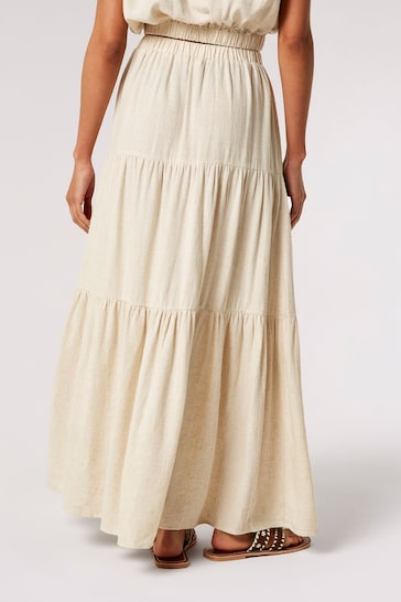 Apricot Cream Tiered Contains Linen Skirt