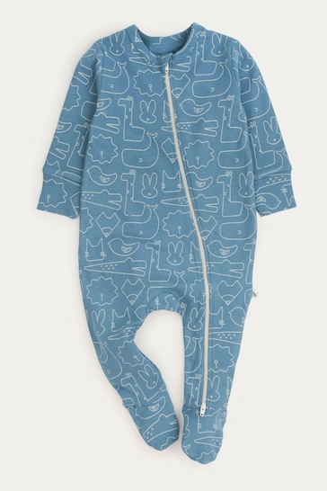 KIDLY Organic Zip Blue/Brown Sleepsuit