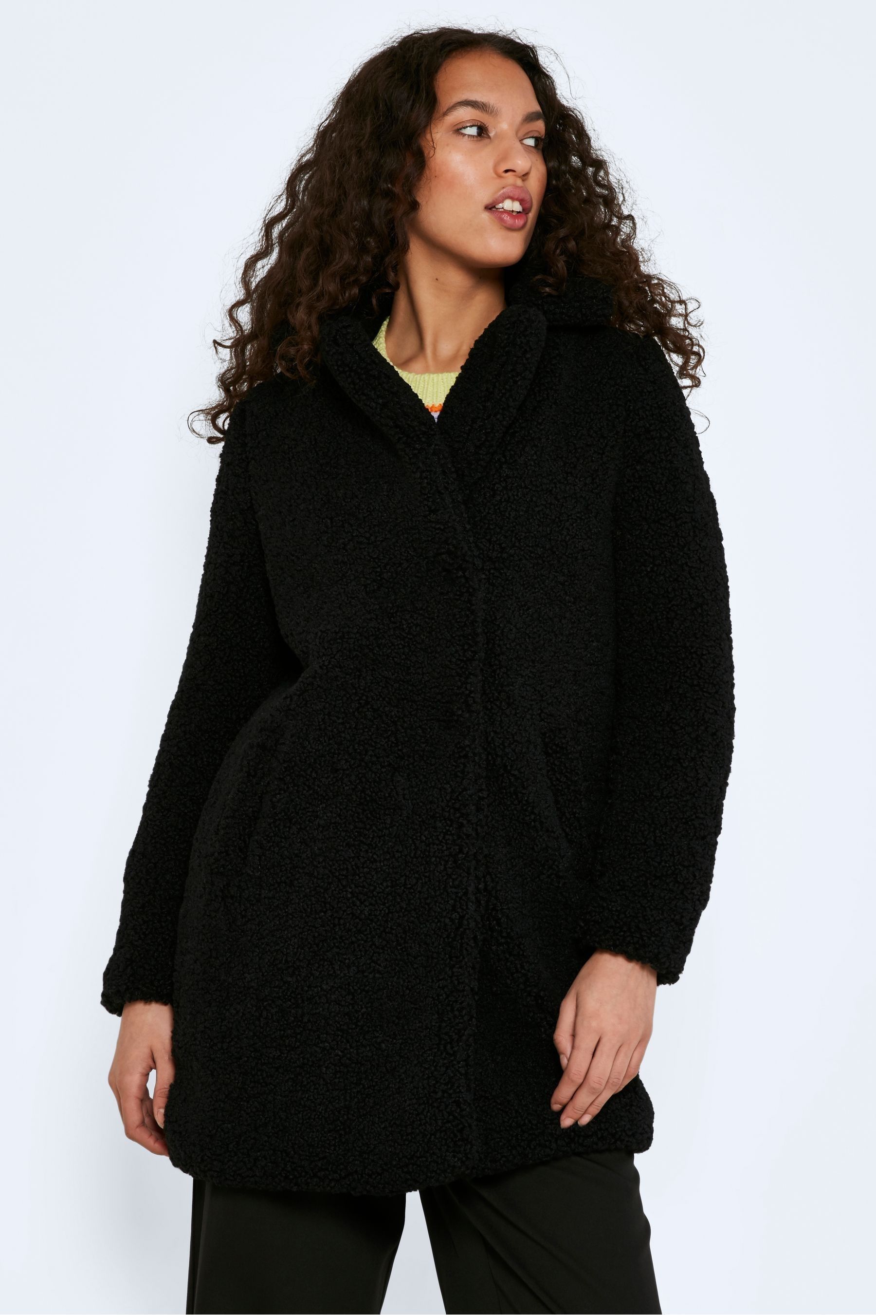 Women's black sales teddy coat