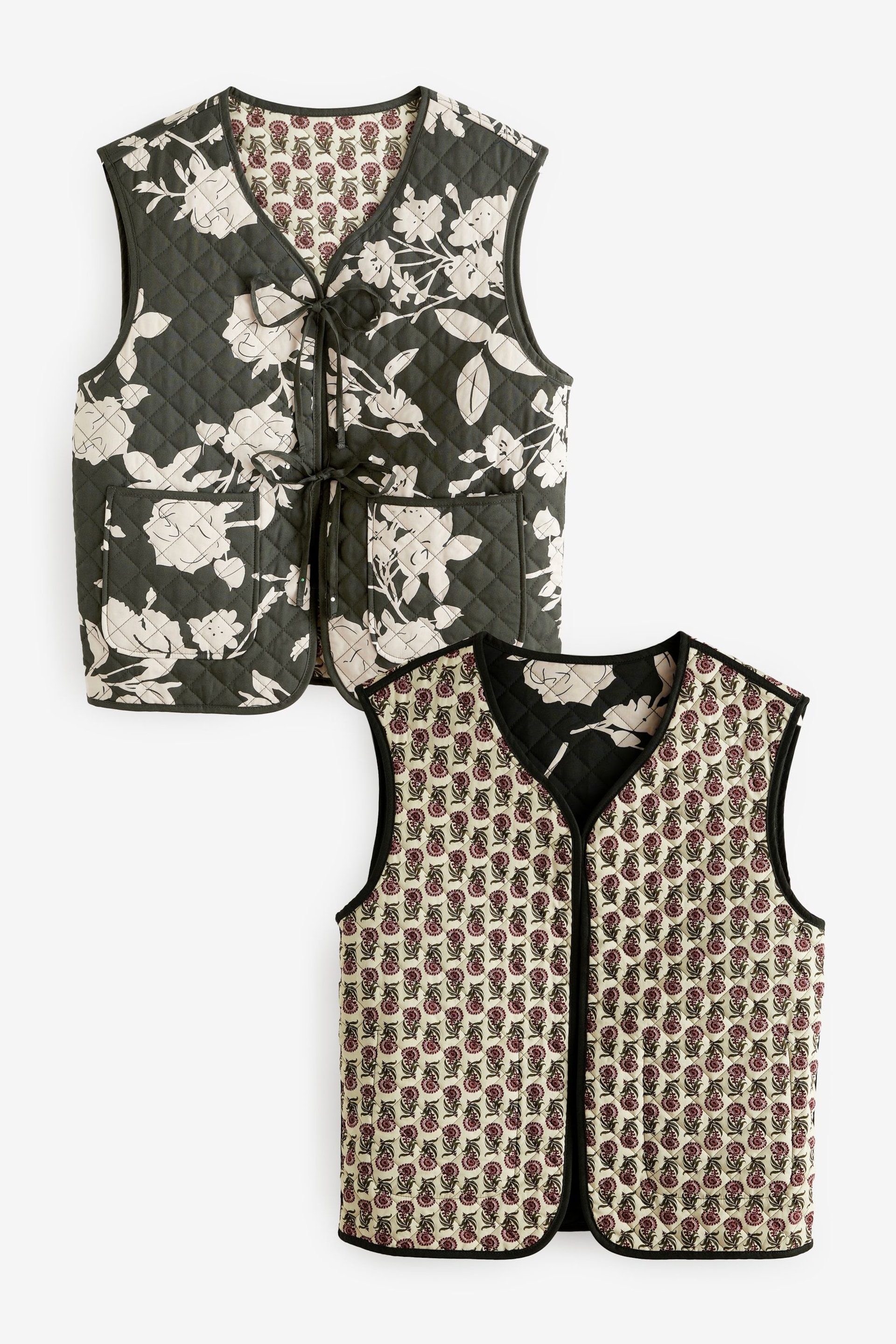 Khaki Green Quilted Reversible Waistcoat - Image 5 of 8