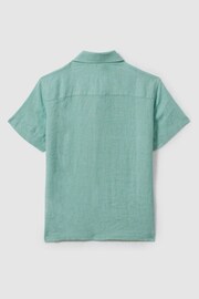 Reiss Bermuda Green Holiday Teen Short Sleeve Linen Shirt - Image 2 of 3