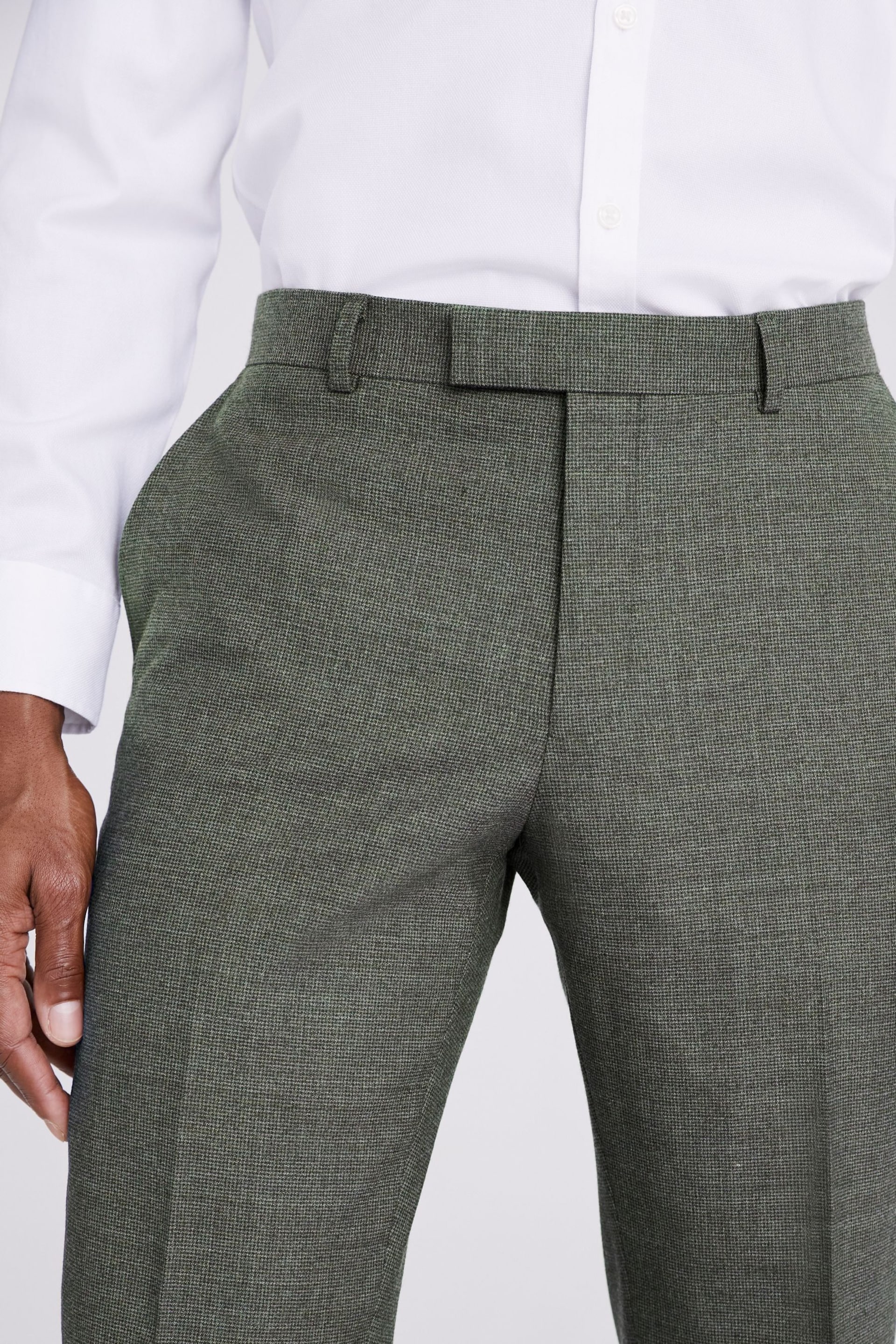 MOSS Green Tailored Fit Puppytooth Performance Trousers - Image 3 of 3