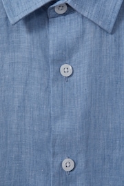 Reiss Sky Blue Holiday 13-14 yrs Short Sleeve Linen Shirt - Image 4 of 4