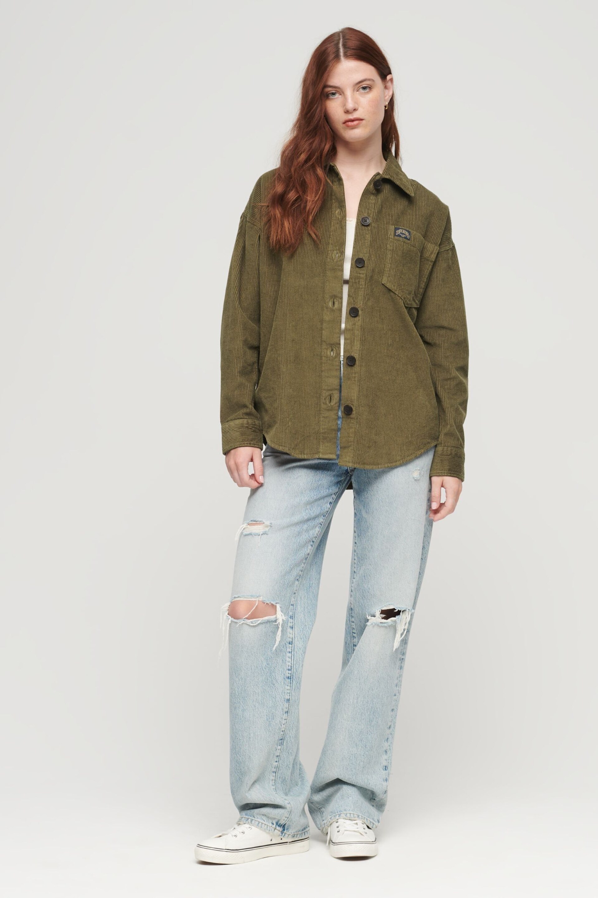 Superdry Green Chunky Cord Overshirt Jacket - Image 2 of 6