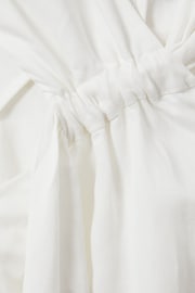 Reiss White Cosette Linen Blend Drape Midi Dress - Image 5 of 5
