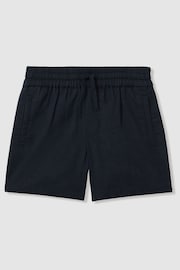 Reiss Navy Acen Senior Linen Drawstring Shorts - Image 2 of 4