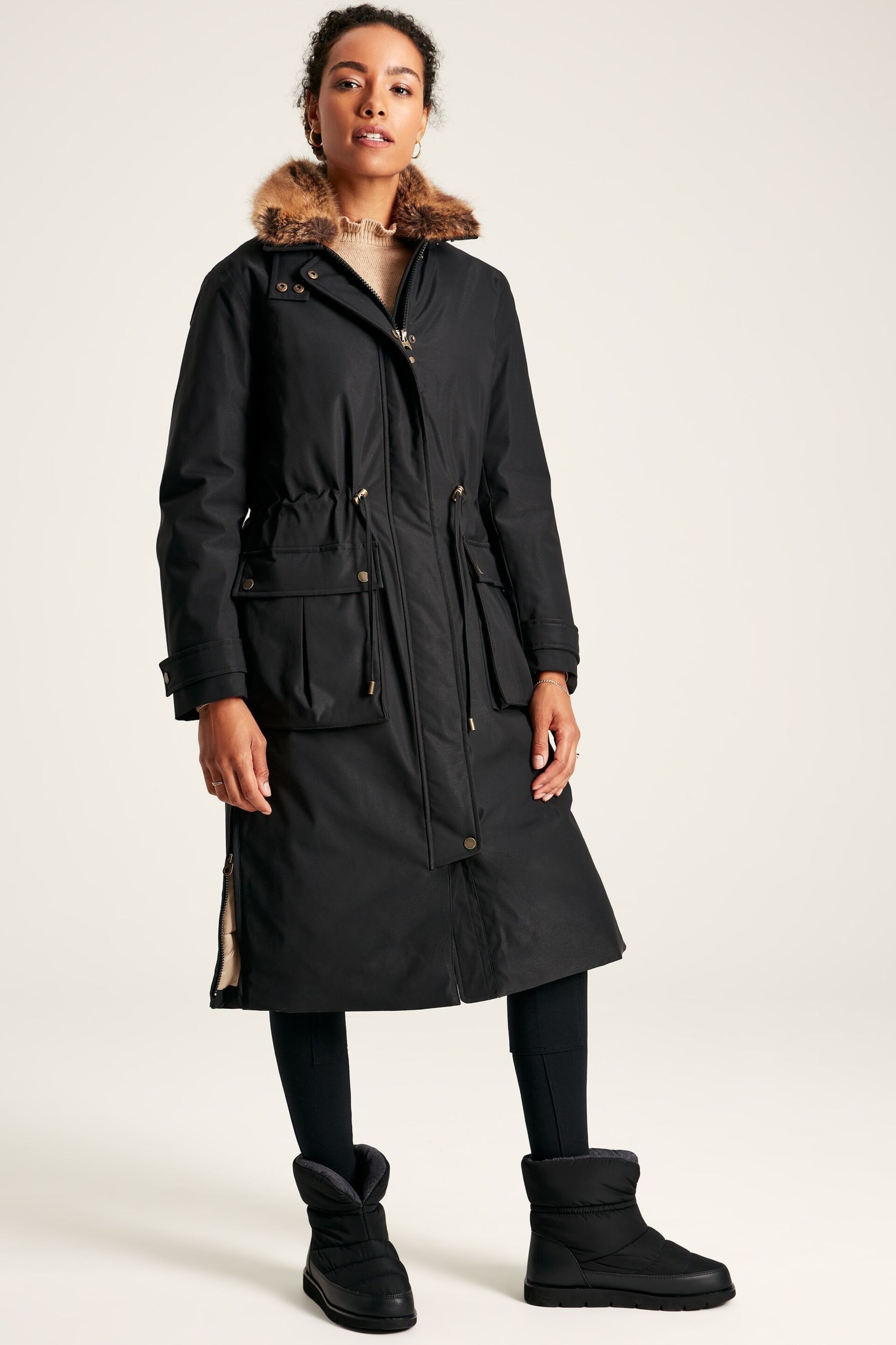 Joules Wilcote Black Waterproof Padded Raincoat - Image 1 of 9